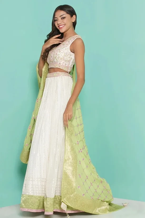 Textured Lehenga with banarsi border