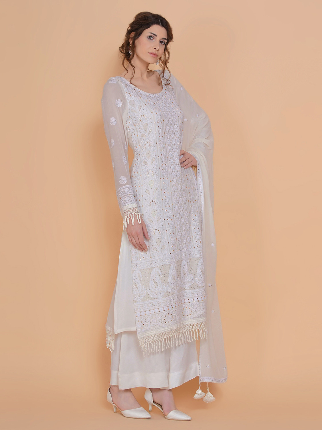 Ethereal Chikankari Tunic with kaamdani