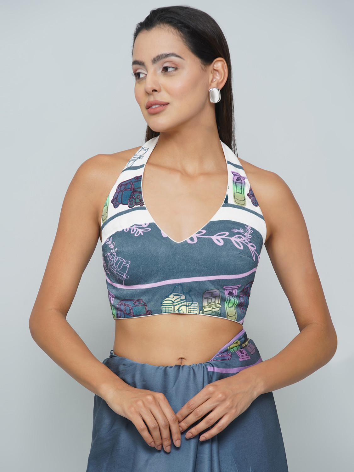 LDN Halter neck london print Blouse