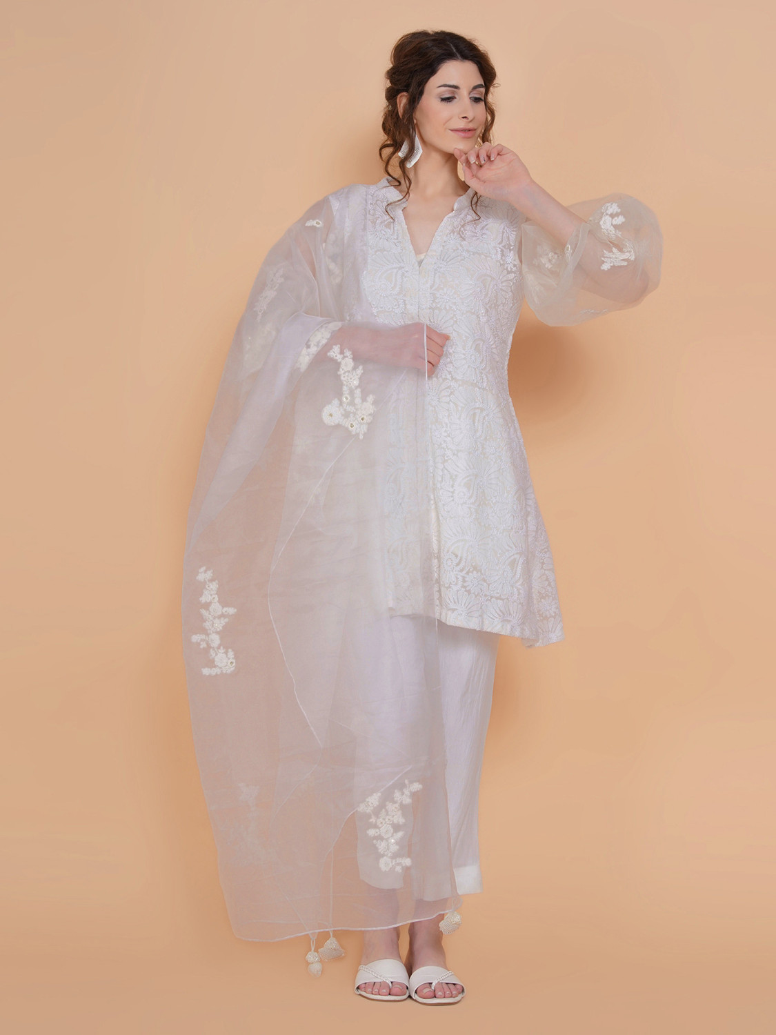 Ethereal Chikankari Jacket & Trousers
