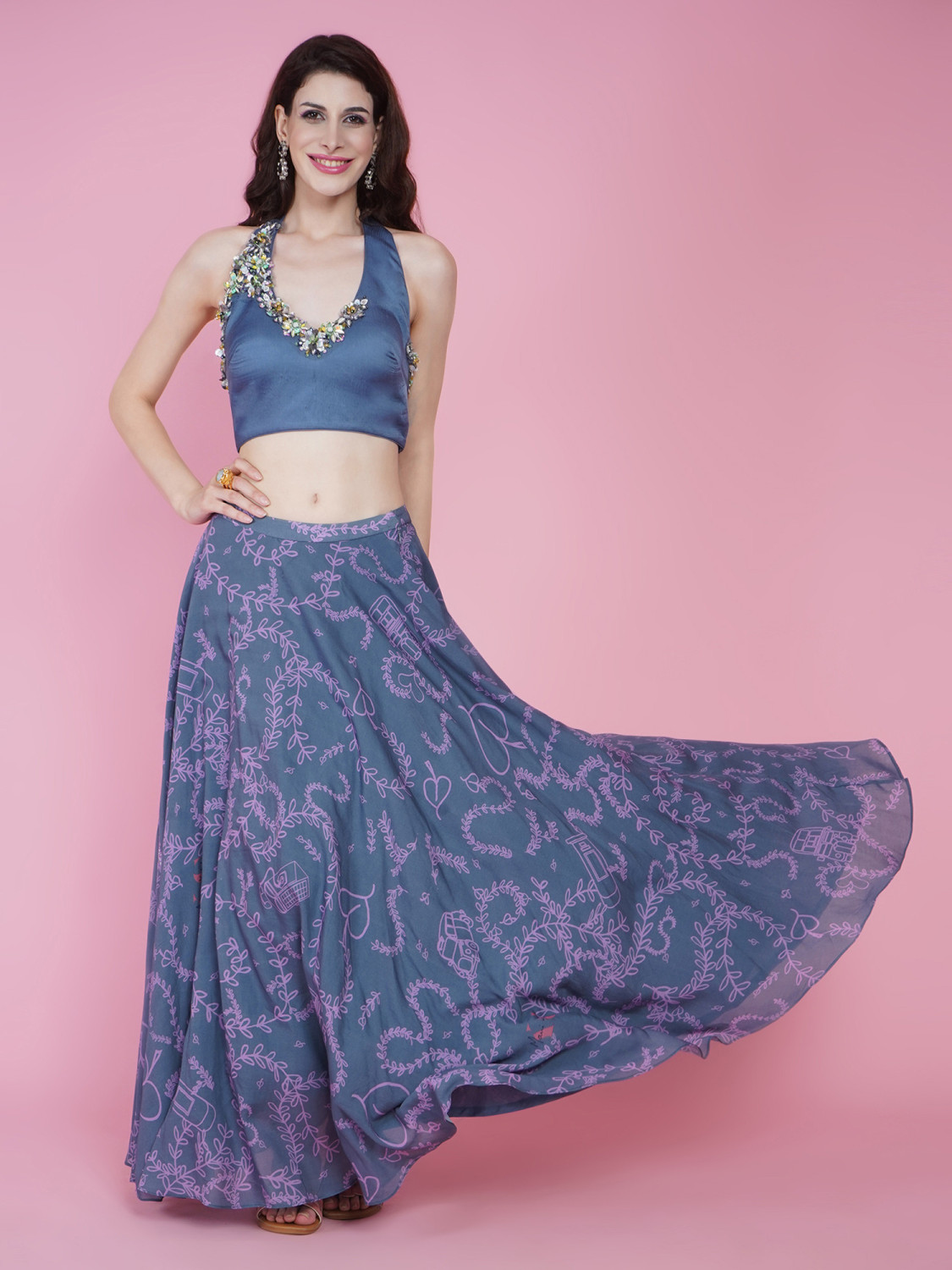 LDN running print Icons Skirt - Grey