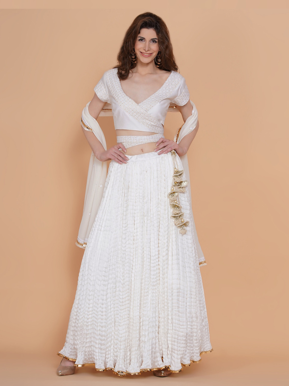 Ethereal Chikankari Skirt & tie-wrap Blouse
